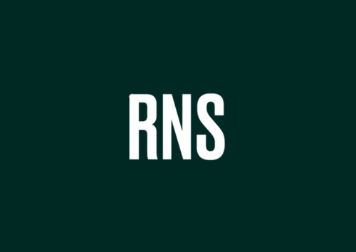 A green square with white letters RNS